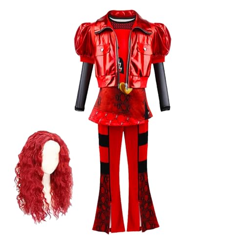 Descendantss 4: Rise Of Red Kostüm | Das „Rise Red“-Kostüm enthält ein Herz-Shirt-Jacken-Hosen-Set für Partys,Descendantss 4 Film-Cosplay-Outfits und ein Herz-Hemd-Jacken-Hosen-Set sowie ein Halloween von Virtcooy