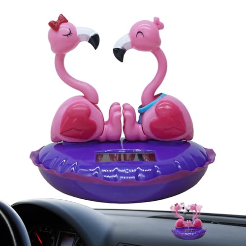 Tanzendes Flamingo-Autospielzeug | Solar tanzendes Flamingo-Armaturenbrett-Wackelkopf-Spielzeug, Auto-Armaturenbrett-Schüttelkopf-Dekoration, Valentinstag-Armaturenbrett-Desktop-Dekors, Desktop von Virtcooy