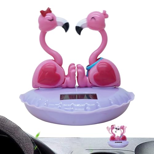 Tanzendes Flamingo-Autospielzeug | Solar tanzendes Flamingo-Armaturenbrett-Wackelkopf-Spielzeug, Auto-Armaturenbrett-Schüttelkopf-Dekoration, Valentinstag-Armaturenbrett-Desktop-Dekors, Desktop von Virtcooy