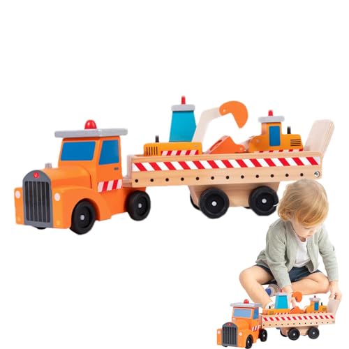 Virtcooy Baufahrzeuge für Kleinkinder, Handschiebeauto-Spielzeug - Sicheres Autospielzeug aus Holz,Helle Farben, Bauspielzeug, Bauwagen für Kinder, und Mädchen von Virtcooy