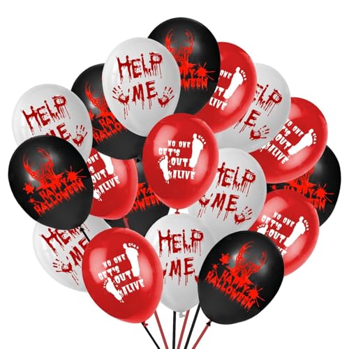 Virtcooy Blutige Handabdruck-Luftballons,Blutige Halloween-Luftballons | 18 Stück Horror-Geburtstagsballons,Horrorfilm-Luftballons, Horror-Themen-Geburtstagsballons, Halloween-Horror-Luftballons für von Virtcooy