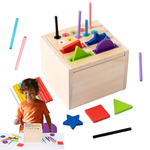 Virtcooy Formsortierer aus Holz, Formsortierer aus Holz | STEM Sortierwürfelspiel | Farb-Form-Sortierkasten-Spiel, lustiges passendes frühes Lernspielzeug für Kinder ab 3 Jahren von Virtcooy