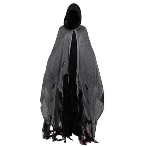 Virtcooy Ghost Cloak Grim-Reaper Costume | Halloween Ghost Cape,Hooded Female Ghost Cloak,Female Ghost Costume Haunted Hooded Cape,Scary Black Cape Adult For Grim-reaper Cosplay von Virtcooy