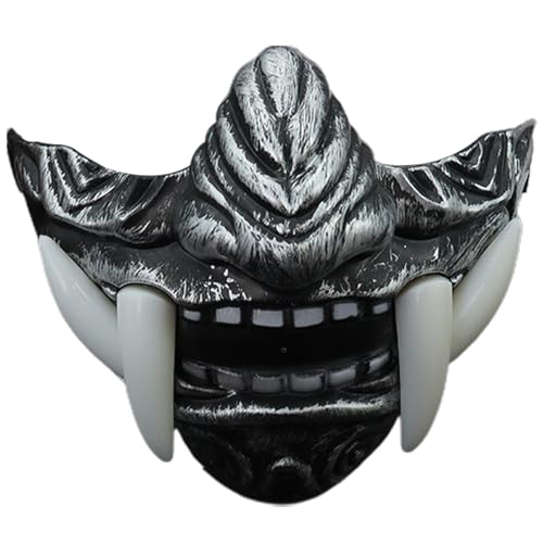 Virtcooy Halloween Cosplay Fangs Gesichtsbedeckung, halbe Gesichtsbedeckung mit Fangs - Cosplay Horror Half-Face Fangs Kostüm,Lustige Halloween-Fangzähne, bequeme Tierschädel-Gesichtsbedeckung für von Virtcooy