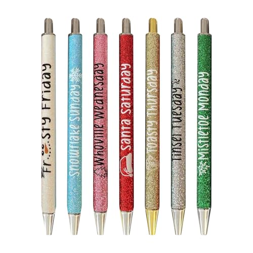 Virtcooy Halloween Weekday Glitzerstift-Set | 7 Stück gruselige Stifte für Wochentage - Niedlicher Glitzer-Gelstift aus Metall für Familie, Halloween-Geschenke, Kollegen, Freunde von Virtcooy