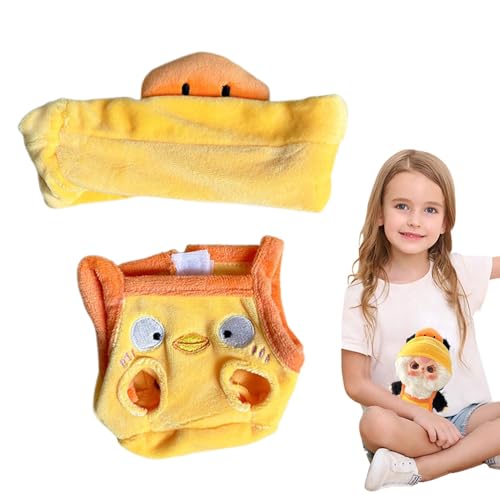 Virtcooy Puppenkleidung, Puppenoutfits, Weiße Schwanengelbe Entenpuppen-Overalls mit Kopfbedeckung, Niedliche 20-cm-Plüschpuppen-Outfits, Puppen-Anziehset-Kollektion, Ornament für Mädchen und Kinder von Virtcooy