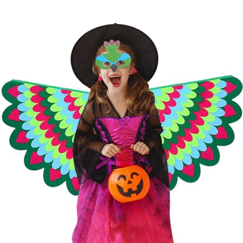 Virtcooy Vogelflügel für Kinder, Halloween-Flügel-Kostüm,Dress up faltbare Vogelflügel - Hautfreundliche Pfauenkostüme, farbenfroher Flügel für Halloween von Virtcooy