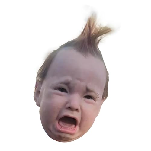 Virtcooy Weinendes Punk-Baby | Gruselige und urkomische Latexmaske, weinende Punk-Baby-Kopfmaske, realistische menschliche Maske, Latex-Kopfbedeckung für Halloween-Cosplay-Auftritte von Virtcooy