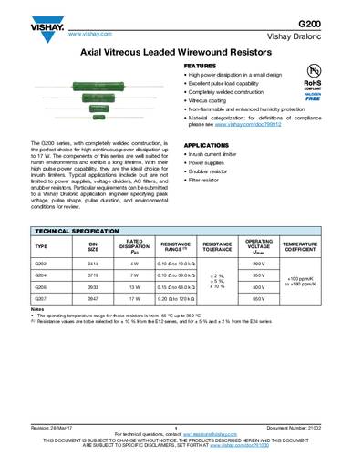 Vishay G22041433309J4C000 Draht-Widerstand 33Ω THT 0414 4W 5% Tape von Vishay