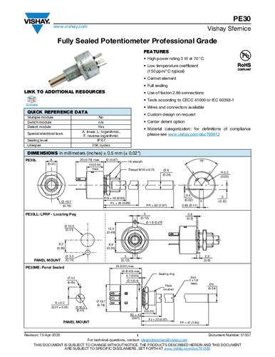 Vishay PE30L0FR473MAB Präzisions-Potentiometer 1.91W 47kΩ 1St. von Vishay