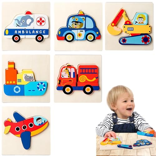 Visiblurry Holzpuzzle für Kleinkinder,Puzzle für Kleinkinder | Puzzle zum Thema Transport,-Spielzeug für und Mädchen im Alter von 1 bis 3 Jahren, pädagogisches Lernspielzeug von Visiblurry