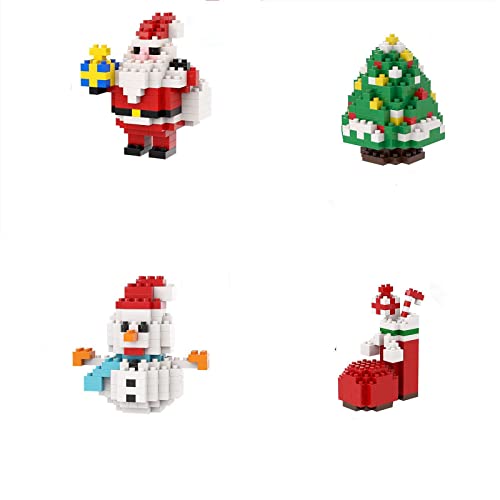 Visioelo Weihnachtsmann Schneemann Elch Mini Bausteine, Weihnachten Bauklötze Spielzeug Set, Interessante DIY Familie Kinderspielzeug, Kompatibel mit Lego (C) von Visioelo