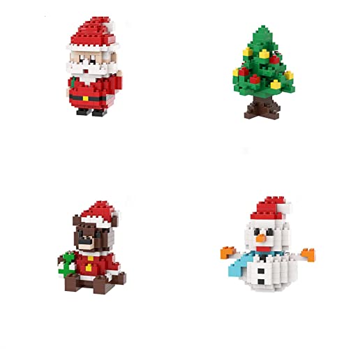 Visioelo Weihnachtsmann Schneemann Elch Mini Bausteine, Weihnachten Bauklötze Spielzeug Set, Interessante DIY Familie Kinderspielzeug, Kompatibel mit Lego (D) von Visioelo