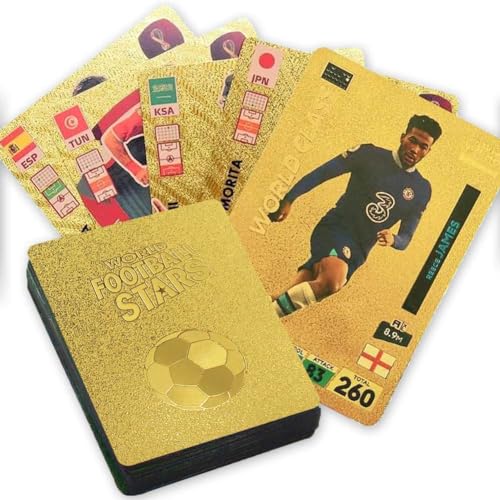 55 Stück World Cup Fußball Star Karte, Fussball Karten, UEFA Champions League, Fußball Sammelkarte, Kinder zum Sammeln von Karten Für Fans,Kinder,Teenager und Erwachsene, Nicht original von Viskee