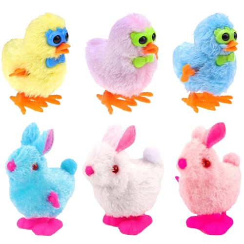 Aufziehspielzeug Ostern 6PCS Aufziehspielzeug Hase Osterdeko Küken Hase Spielzeug Für Kinder, Ostern Spielzeug Geschenk, Aufziehspielzeug Kinder für Kleine Junge und Mädchen von Viskee