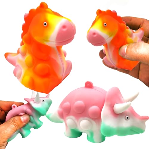 Pop It Ball 2PCS Silikon Push Bubble Sensory pop Fidget Toy Anti-Stress Ball Toy Regenbogen Farbe Baby Spielzeug Squeeze Spielzeug Stressbälle Fidget Toy für Kinder Erwachsene Teens (Dinosaurier) von Viskee