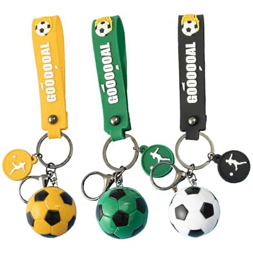 Viskee Fußball Schlüsselanhänger 3PCS Schlüsselanhänger Fussball Geschenke Fußball Schlüsselanhänger für Jungen Mädchen Teenager Sportschule Karneval Belohnung, Partygeschenke von Viskee