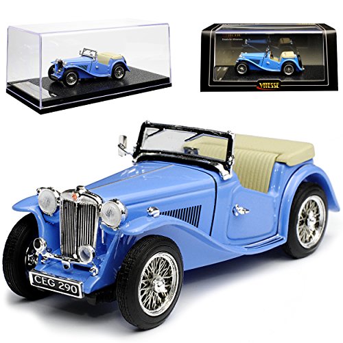 Vitesse MG TC Creme Cabrio Blau Offen 1945-1950 1/43 Modell Auto von Vitesse