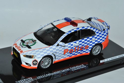 Vitesse Mitsubishi Lancer Evolution X Australien Polizei Weiss Orange 1/43 Modell Auto mit individiuellem Wunschkennzeichen von Vitesse