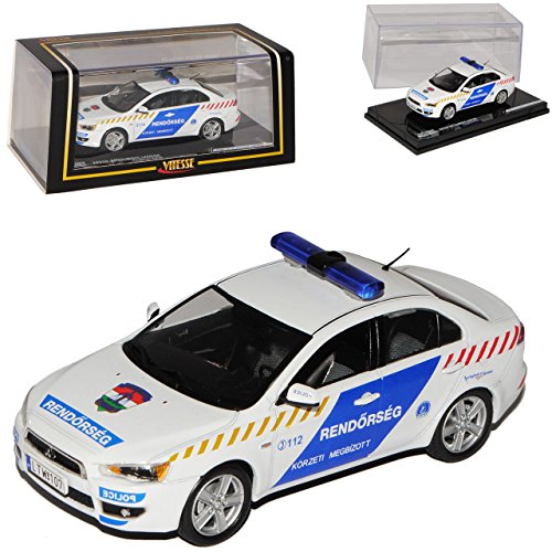 Vitesse Mitsubishi Lancer Evolution X Polizei Ungarn Weiss Blau 1/43 Modell Auto von Vitesse