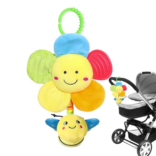 Kinderwagen Hangable Toys - Cartoon Bee & Käfer Rassel, Weiche Sensorische Aktivität Spielzeughänge -Rassel | Sensorisches Trainingsrassel, Interaktives -Krippenspielzeug Für Bassinet, Baby von Vitsrisea