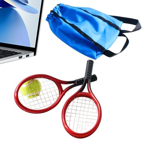 Tennisständer aus dem Haus, Puppenhaus, Miniatur-Tennis-Racket – Simulation Racket Racket Light Weight Sports Equipment Topper für , Mädchen, Ventilatoren von Vitsrisea