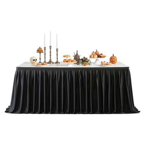 Vitsrisea Volant Tischdecke - Schwarzer Volantrock Für Rechtecktische - 180cm 270cm 420cm Wiederverwendbare Deko Für Weihnachten Geburtstag Taufe Abschlussfeier Baby Shower Halloween Karneval Bankett Vitsrisea Volant Tischdecke - Schwarzer Volantrock Für Rechtecktische - 180cm 270cm 420cm Wiederverwendbare Deko Für Weihnachten Geburtstag Taufe Abschlussfeier Baby Shower Halloween Karneval Bankett von Vitsrisea