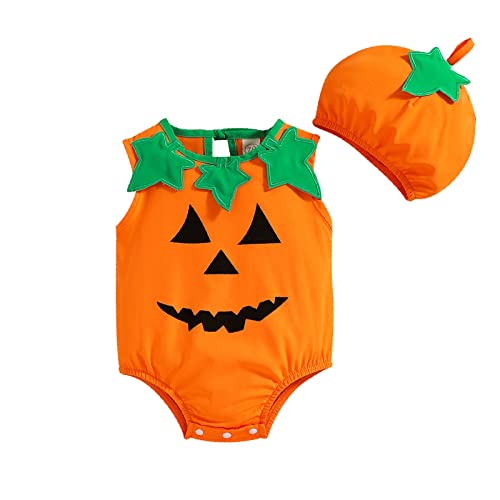 Halloween Kostüm Kürbis Kinder Mädchen Jungen,Neugeborenes Baby Fotografie Requisiten Karneval Fasching Party Säugling Jumpsuits Reißverschluss Faschingskostüm Kürbiskostüm Kinderkostüm Niedlichen von Viunychn