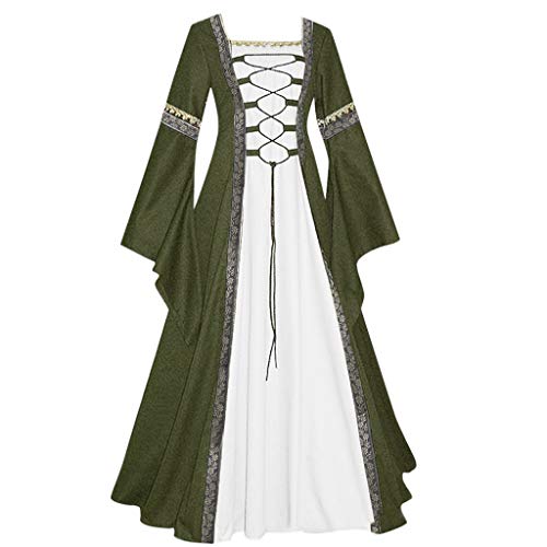 Renaissance Kleid Damen Mittelalter Kleid Mittelalter Kostüme Damen Halloween Kostüm Viktorianisches Medieval Dress Rapunzel Burgfräulein Kostüm Gothic Wikinger Kleidung Mittelalterkleid Große Größen von Viunychn