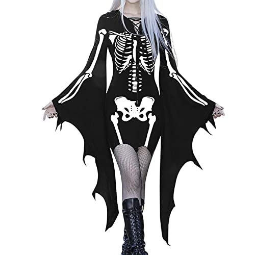 Viunychn Halloween Kostüm Damen - Vampir Halloweenkostüm Kleidung Outfit Gruselig Anime Hexen Gothic Kleidung Halloween Kostüm Fledermausärmel Festlich Retro Minikleid Schwarz Steampunk Kleider S-XXl Viunychn Halloween Kostüm Damen - Vampir Halloweenkostüm Kleidung Outfit Gruselig Anime Hexen Gothic Kleidung Halloween Kostüm Fledermausärmel Festlich Retro Minikleid Schwarz Steampunk Kleider S-XXl von Viunychn