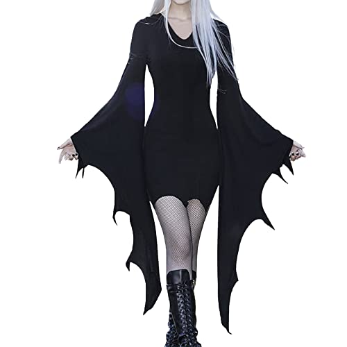 Viunychn Halloween Kostüm Damen - Vampir Halloweenkostüm Kleidung Outfit Gruselig Anime Hexen Gothic Kleidung Halloween Kostüm Fledermausärmel Festlich Retro Minikleid Schwarz Steampunk Kleider S-XXl Viunychn Halloween Kostüm Damen - Vampir Halloweenkostüm Kleidung Outfit Gruselig Anime Hexen Gothic Kleidung Halloween Kostüm Fledermausärmel Festlich Retro Minikleid Schwarz Steampunk Kleider S-XXl von Viunychn
