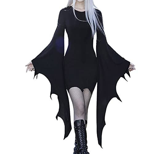 Viunychn Halloween Kostüm Damen - Vampir Halloweenkostüm Kleidung Outfit Gruselig Anime Hexen Gothic Kleidung Halloween Kostüm Fledermausärmel Festlich Retro Minikleid Schwarz Steampunk Kleider S-XXl Viunychn Halloween Kostüm Damen - Vampir Halloweenkostüm Kleidung Outfit Gruselig Anime Hexen Gothic Kleidung Halloween Kostüm Fledermausärmel Festlich Retro Minikleid Schwarz Steampunk Kleider S-XXl von Viunychn