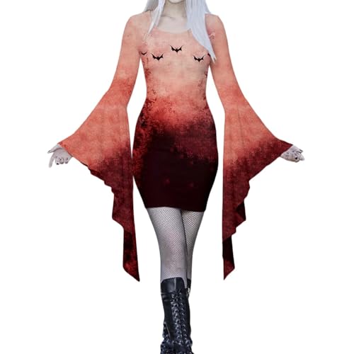 Viunychn Halloween Kostüm Damen - Vampir Halloweenkostüm Kleidung Outfit Gruselig Anime Hexen Gothic Kleidung Halloween Kostüm Fledermausärmel Festlich Retro Minikleid Schwarz Steampunk Kleider S-XXl Viunychn Halloween Kostüm Damen - Vampir Halloweenkostüm Kleidung Outfit Gruselig Anime Hexen Gothic Kleidung Halloween Kostüm Fledermausärmel Festlich Retro Minikleid Schwarz Steampunk Kleider S-XXl von Viunychn