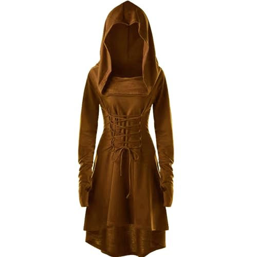 Viunychn Halloween Kostüm Kleid Damen - Gothic Kleidung Steampunk Hexenkostüm Mittelalter Kleid Mit Kapuze Langarm Kleider Renaissance Cosplay Für Karneval Party S-4XL Viunychn Halloween Kostüm Kleid Damen - Gothic Kleidung Steampunk Hexenkostüm Mittelalter Kleid Mit Kapuze Langarm Kleider Renaissance Cosplay Für Karneval Party S-4XL von Viunychn