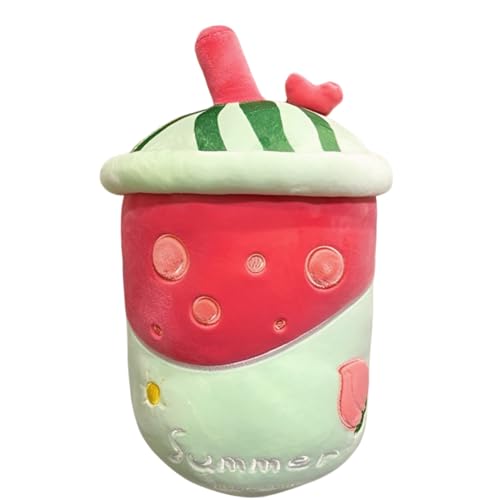 Viusneun Bubble Tea Kuscheltier, Bubble Tea Plüschkissen Süßes Bubble Tea Plüschtier Weiches Kopfkissen für Zuhause Kreatives Geschenk Gefüllt für Kinder Mädchen Jungen (Pfirsich,40 cm) von Viusneun