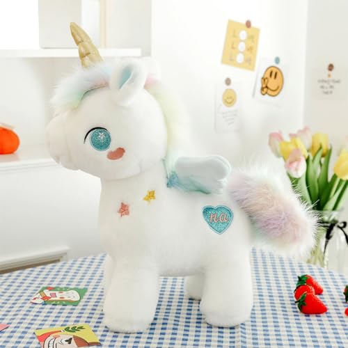 Viusneun Kuscheltier, Einhorn Regenbogen Plüschtier Mehrfarbig Pegasus Plüschtiere Weich Plüsch Stofftier für Kinder Jungen Mädchen Weihnachten Geburtstag (Blau,40 cm) von Viusneun