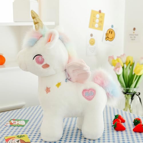 Viusneun Kuscheltier, Einhorn Regenbogen Plüschtier Mehrfarbig Pegasus Plüschtiere Weich Plüsch Stofftier für Kinder Jungen Mädchen Weihnachten Geburtstag (Rosa,25 cm) von Viusneun