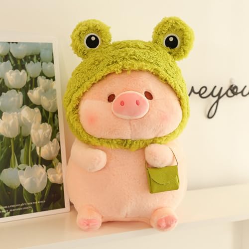 Viusneun Kuscheltier, Kurzer Plüsch Niedliches Schweinchen Plüschtier Weiches und Kuscheliges Rosa Stofftier Waschbares Plüschtier für Mädchen Jungen und Babys (Verwandelnder Frosch,40 cm) von Viusneun