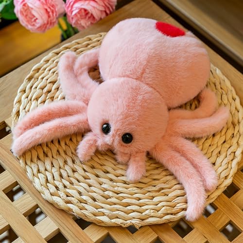 Viusneun Kuscheltier Spinne, 25cm Süße Plüschtier Weich Flauschig Stofftier für Kinder Weihnachtstag Ostern (Rosa) von Viusneun