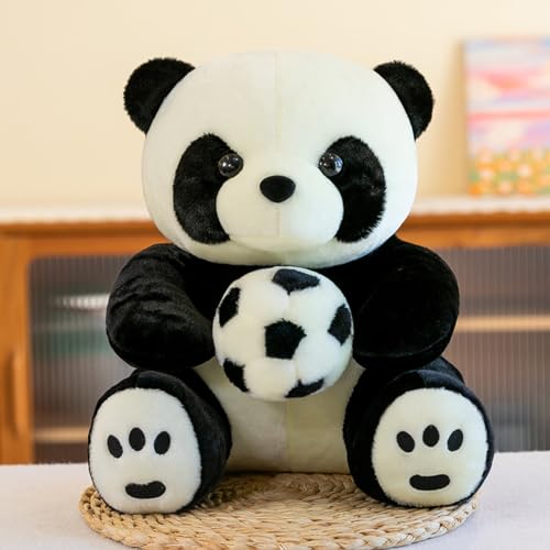 Viusneun Panda Kuscheltier Mini Panda Plüsch,Anschmiegsamer Plüsch-Panda,Niedliche Plüschtiere,pp Baumwolle Mutter und Baby Panda Plüschtier Kindergeschenke (Fußball Panda,35cm) von Viusneun