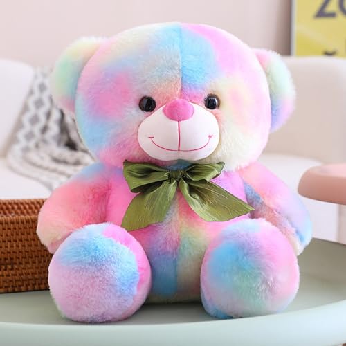 Viusneun Teddybär Plüsch Teddybär Bär Kuschelbär Plüschbär mit Krawatte Nette Bär Puppe Tier Spielzeug Geschenk für Kinder Jungen Mädchen am Geburtstag (rosa gelb,45cm) von Viusneun