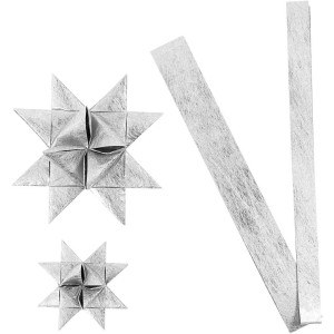 Papierstreifen für Flechtsterne, Silber, L 44+78 cm, D 6,5+11,5 cm, B von Vivi Gade