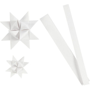 Papierstreifen für Flechtsterne, Weiß, L 44+78 cm, D 6,5+11,5 cm, B 15 von Vivi Gade
