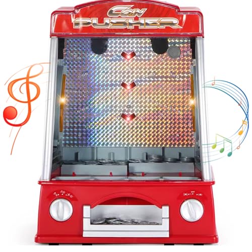 Arcade Coin Pusher Game Machine Novelty Arcade Game Battery Powered Light and Sound Slot Machine Battery Powered Desktop Electronic Arcade Coin Pusher For Party Birthday for Girls Boys von Vivo Technologies