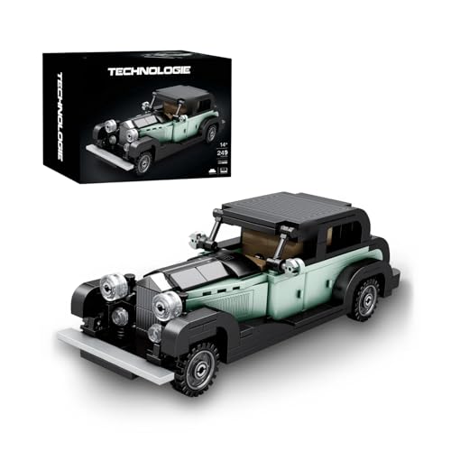 Retro Rennwagen Speed Champion Bausteine Set, 1:24 Bentleey 8 Litre Saloon Sportwagen Klemmbausteine Modell Kit, 249 Teile Kompatibel LG Weinlese Superauto Spielzeug Geschenk für Erwachsene Kinder von VizBrou