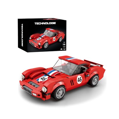 Retro Rennwagen Speed Champion Bausteine Set, 1:24 Shelbyy Cobra Cabrio Sportwagen Klemmbausteine Modell Kit, 212 Teile Kompatibel LG Weinlese Superauto Spielzeug Geschenk für Erwachsene Kinder von VizBrou