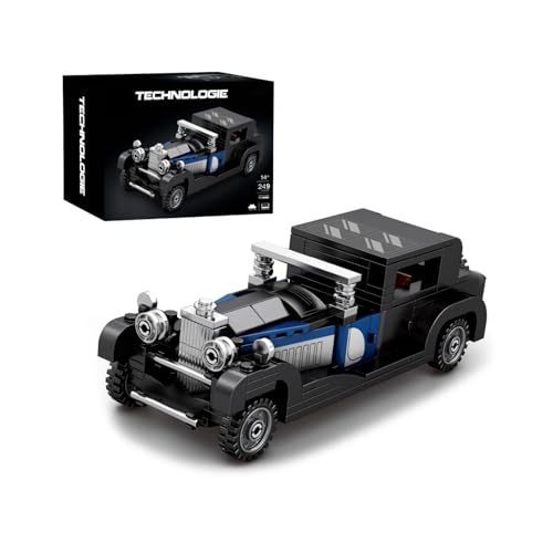 Retro Rennwagen Speed Champion Bausteine Set, 1:24 Shelbyy Cobra Cabrio Sportwagen Klemmbausteine Modell Kit, 249 Teile Kompatibel LG Weinlese Superauto Spielzeug Geschenk für Erwachsene Kinder von VizBrou