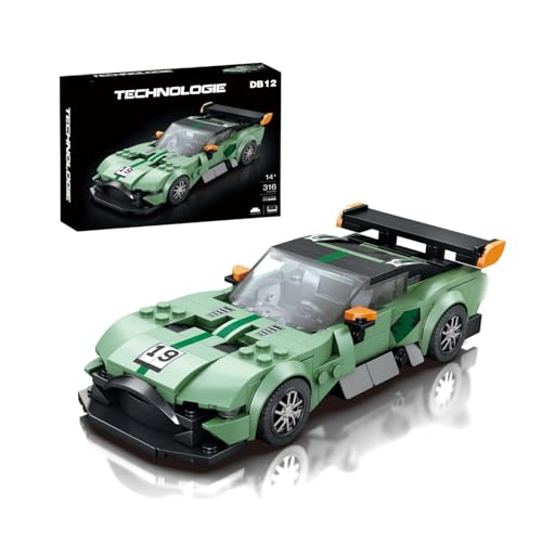 VizBrou Rennwagen Speed Champion Bausteine Set, Aston Martin DB12 Sportwagen Klemmbausteine Modell Kit, 316 Teile Kompatibel mit LG Superauto Bausatz Spielzeug Geschenk Dekor für Erwachsene Kinder von VizBrou