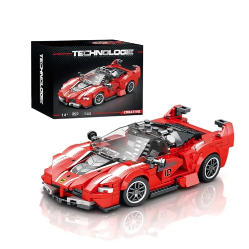 VizBrou Rennwagen Speed Champion Bausteine Set, Ferrarri FXX-K Sportwagen Klemmbausteine Modell Kit, 385 Teile Kompatibel mit LG Superauto Bausatz Spielzeug Geschenk Dekor für Erwachsene Kinder von VizBrou