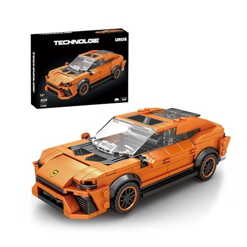 VizBrou Rennwagen Speed Champion Bausteine Set, Lamborghinii Urus Sportwagen Klemmbausteine Modell Kit, 385 Teile Kompatibel mit LG Superauto Bausatz Spielzeug Geschenk Dekor für Erwachsene Kinder von VizBrou